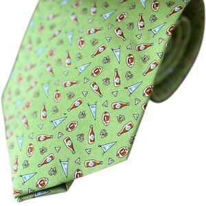 Green Silk Sero New England Classics Tie-Football, Beer, Pretzels Necktie